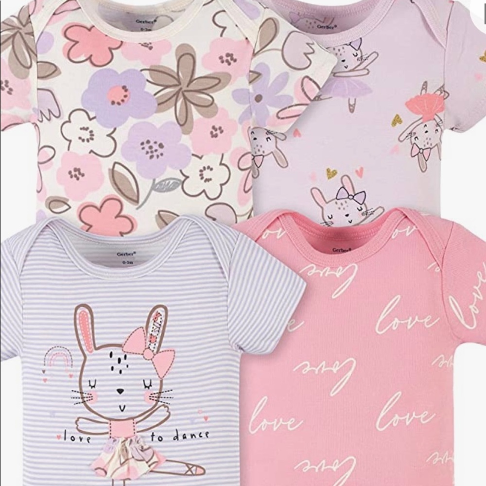 Gerber baby-girls 4-pack Short Sleeve Onesies